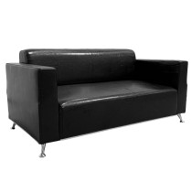 Диван Премьер из черной экокожи двухместный